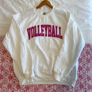 Oversized Volleyball Pink Letter Patches Sweatshirt